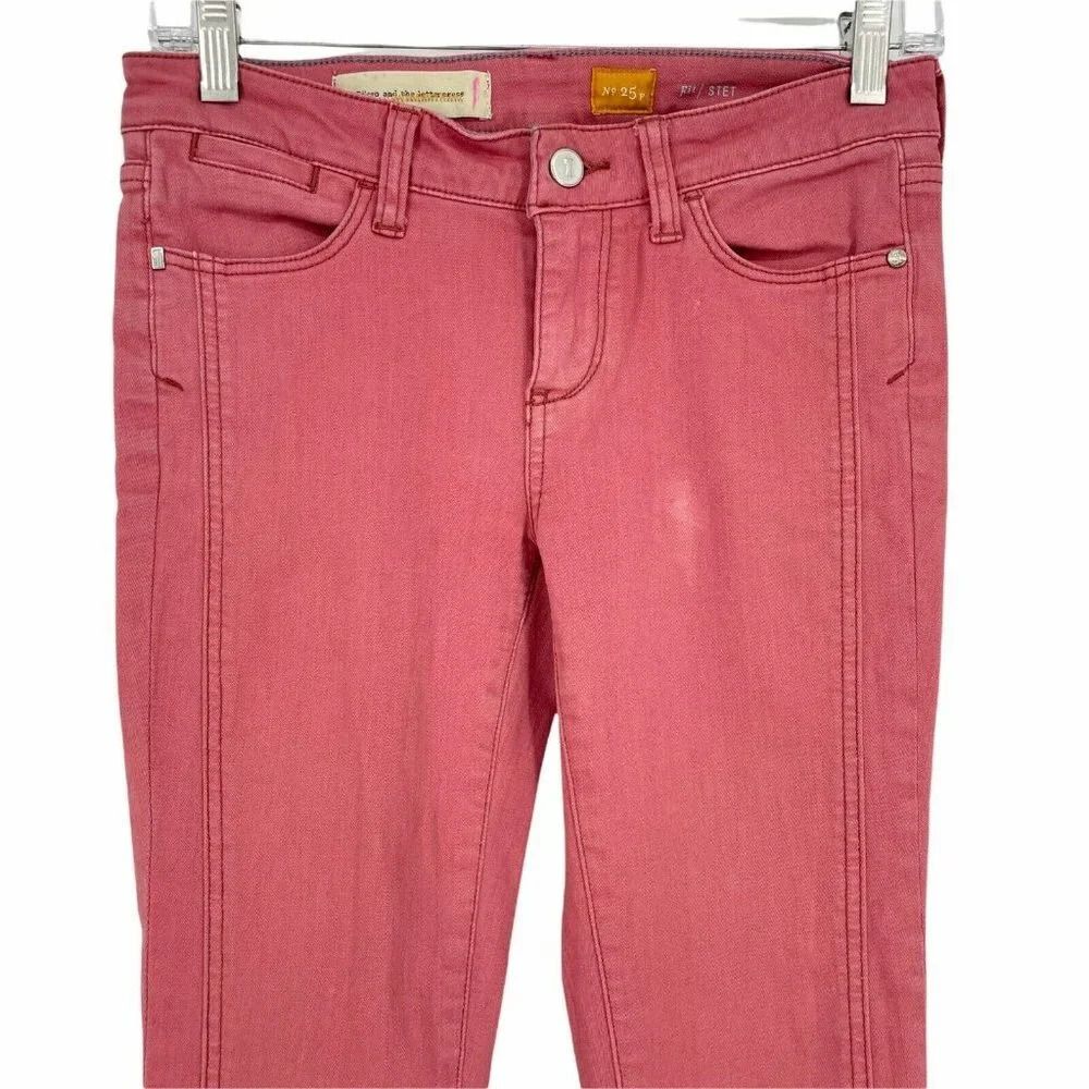 Pilcro And The Letterpress Pants Women's 25P Pink Denim Fit Slit Hem Crop Jeans - Picture 4 of 12